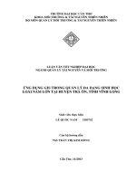 ứng dụng gis trong quản lý đa dạng sinh học loài nấm lớn tại huyện trà ôn, tỉnh vĩnh long