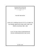 Năng lực lãnh đạo, quản lý của cán bộ cấp cao thuộc kiểm toán nhà nước việt nam trong giai đoạn 2002   2020 