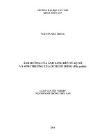 ảnh hưởng của ánh sáng đến tỷ lệ nở và sinh trưởng của ốc bươu đồng (pila polita)