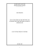 Luận văn thạc sĩ quản lý hoạt động dạy học môn tiếng anh tại trường trung học phổ thông nam phù cừ tỉnh hưng yên 