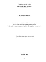 Luận văn thạc sĩ quản lý hoạt động của tổ chuyên môn ở trường trung học phổ thông yên mỹ, tỉnh hưng yên 