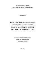 phân tích hiệu quả hoạt động kinh doanh tại ngân hàng thương mại cổ phần quốc tế việt nam chi nhánh cần thơ