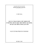 Luận văn thạc sĩ quản lý hoạt động chủ nhiệm lớp ở trường trung học phổ thông lộc bình, huyện lộc bình, tỉnh lạng sơn 