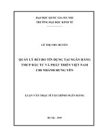 Quản lý rủi ro tín dụng tại ngân hàng TMCP đầu tư và phát triển việt nam chi nhánh hưng yên  luận văn ths 