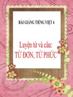 Bài giảng tiếng việt 4 tuần 3 bài luyện từ và câu   từ đơn và từ phức 