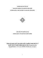 đánh giá hiệu suất làm giảm chất ô nhiễm trong bể xử lý nước thải từ nuôi thâm canh cá tra (pangasianodon hypophthalmus) của lục bình (eichhornia crassipes)