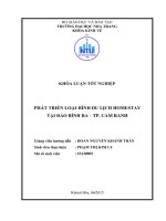 Phát triển loại hình du lịch homestay tại đảo bình ba   thành phố cam ranh