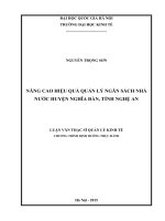 Nâng cao hiệu quả quản lý ngân sách nhà nước huyện nghĩa đàn, tỉnh nghệ an 