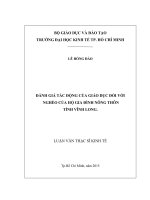 ĐÁNH GIÁ tác ĐỘNG của GIÁO dục đối với NGHÈO của hộ GIA ĐÌNH NÔNG THÔN TỈNH VĨNH LONG 