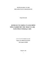 đánh giá tác động của bảo hiểm nông nghiệp đến thu nhập của hộ nuôi tôm ở tỉnh bạc liêu