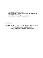 SỰ KHÁC BIỆT GIỮA CHỦ NGHĨA HIỆN THỰC  và CHỦ NGHĨA LÃNG mạn TRONG PHƯƠNG THỨC PHẢN ÁNH