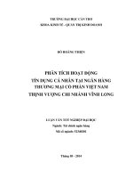 phân tích hoạt động tín dụng cá nhân tại ngân hàng thương mại cổ phần việt nam thịnh vượng chi nhánh vĩnh long