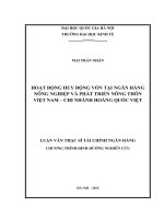 Hoạt động huy động vốn tại ngân hàng nông nghiệp và phát triển nông thôn việt nam  chi nhánh hoàng quốc việt  luận văn ths 2015 