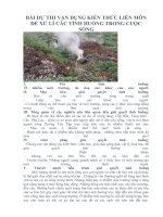 BÀI DỰ THI VẬN DỤNG KIẾN THỨC LIÊN MÔN ĐỂ XỬ LÍ CÁC TÌNH HUỐNG TRONG CUỘC SỐNG Ô nhiễm môi trường, đe doạ sức khoẻ của con người