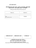 Đề kiểm tra học kỳ 2, môn toán, lớp 11 2005 2006 ban a doc 