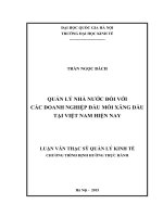 Quản lý nhà nước đối với các doanh nghiệp đầu mối xăng dầu tại việt nam hiện nay  