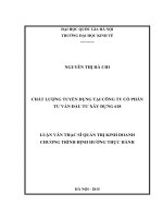 Chất lượng tuyển dụng tại công ty cổ phần tư vấn đầu tư xây dựng 618  luận văn ths 2015 