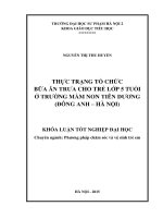 Thực trạng tổ chức bữa ăn trưa cho trẻ lớp 5 tuổi ở trường mầm non tiên dương (đông anh   hà nội)