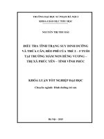Điều tra tình trạng suy dinh dưỡng và thừa cân, béo phí của trẻ 2 5 tuổi tại trường mầm non hùng vương   thị xã phúc yên   tỉnh vĩnh phúc