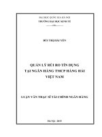 Quản lý rủi ro tín dụng tại ngân hàng TMCP hàng hải việt nam luận văn ths 