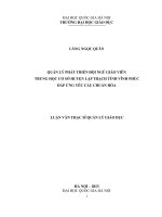 Luận văn thạc sĩ quản lý phát triển đội ngũ giáo viên trung học cơ sở huyện lập thạch tỉnh vĩnh phúc đáp ứng yêu cầu chuẩn hóa 