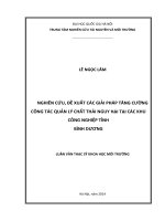 Nghiên cứu, đề xuất các giải pháp tăng cường công tác quản lý chất thải nguy hại tại các khu công nghiệp tỉnh bình dương