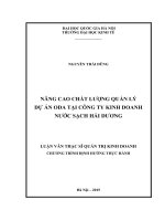 Nâng cao chất lượng quản lý dự án ODA tại công ty kinh doanh nước sạch hải dương  luận văn ths 2015 