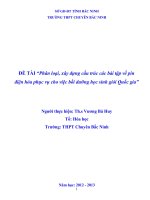 Phân loại, xây dựng cấu trúc các bài tập về pin điện hóa phục vụ cho việc bồi dưỡng học sinh giỏi quốc gia