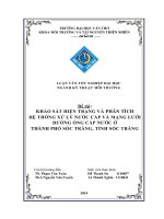 khảo sát hiện trạng và phân tích hệ thống xử lý nước cấp và mạng lưới đường ống cấp nước ở thành phố sóc trăng, tỉnh sóc trăng