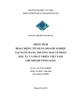 phân tích hoạt động tín dụng doanh nghiệp tại ngân hàng thương mại cổ phần đầu tư và phát triển việt nam chi nhánh vĩnh long
