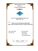 công tác tuyển dụng viên chức thực tiễn ngành giáo dục ở tỉnh vĩnh long