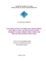 giải pháp nâng cao hiệu quả hoạt động huy động vốn tại ngân hàng nông nghiệp và phát triển nông thôn chi nhánh thành phố vĩnh long