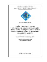 phân tích hoạt động tín dụng hộ sản xuất tại ngân hàng nông nghiệp và phát triển nông thôn huyện cái bèphòng giao dịch an hữu