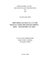 biến động giá bán lúa và thu nhập của nông hộ ở huyện phong điền – thành phố cần thơ