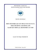 Phân tích hiệu quả kỹ thuật sản xuất lúa theo mô hình cánh đồng lớn tại huyện thới lai thành phố cần thơ 