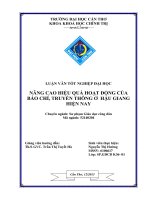 nâng cao hiệu quả hoạt động của báo chí, truyền thông ở hậu giang hiện nay