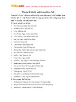 Tên các lễ hội, kỳ nghỉ trong tiếng Anh