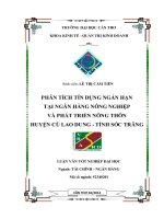 phân tích tín dụng ngắn hạn tại ngân hàng nông nghiệp và phát triển nông thôn huyện cù lao dung  tỉnh sóc trăng