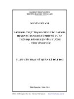 Đánh giá thực trạng công tác đấu giá quyền sử dụng đất ở một số dự án trên địa bàn huyện vĩnh tường, tỉnh vĩnh phúc
