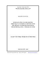 Đánh giá công tác bồi thường thiệt hại và tái định cư khi nhà nước thu hồi đất tại phường bạch đằng thành phố hạ long, tỉnh quảng ninh
