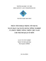 phân tích hoạt động tín dụng ngắn hạn tại ngân hàng nông nghiệp và phát triển nông thôn việt nam chi nhánh quận ô môn
