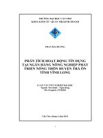 phân tích hoạt động tín dụng tại ngân hàng nông nghiệp phát triển nông thôn huyện trà ôn tỉnh vĩnh long