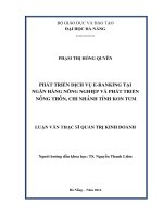 Luận văn thạc sĩ phát triển dịch vụ e bank tại ngân hàng NNPTNT, chi nhánh tỉnh kon tum
