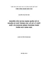 Nghiên cứu đa dạng quần xã vi khuẩn kỵ khí trong các lô xử lý chất diệt cỏdioxin bằng phương pháp phân hủy sinh học
