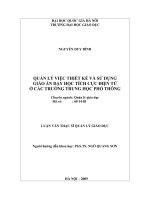 Luận văn thạc sĩ quản lý việc thiết kế và sử dụng giáo án dạy học tích cực điện tử ở các trường trung học phổ thông 
