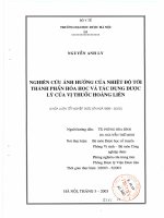 Nghiên cứu ảnh hưởng của nhiệt độ tới thành phần hóa học và tác dụng dược lý của vị thuốc hoàng liên
