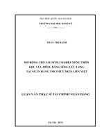 Mở rộng cho vay nông nghiệp nông thôn khu vực đồng bằng sông cửu long tại ngân hàng TMCP bưu điện liên việt 
