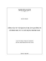 Công tác tư vấn quản lý dự án tại công ty cổ phần đầu tư và xây dựng thành nam  luận văn ths 2015 