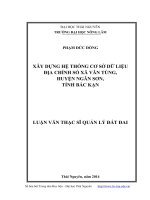 Xây dựng hệ thống cơ sở dữ liệu địa chính số xã vân tùng, huyện ngân sơn, tỉnh bắc kạn 