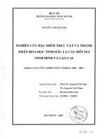 Nghiên cứu đặc điểm thực vật và thành phần hóa học tinh dầu lá cây hồi núi ninh bình và lào cai